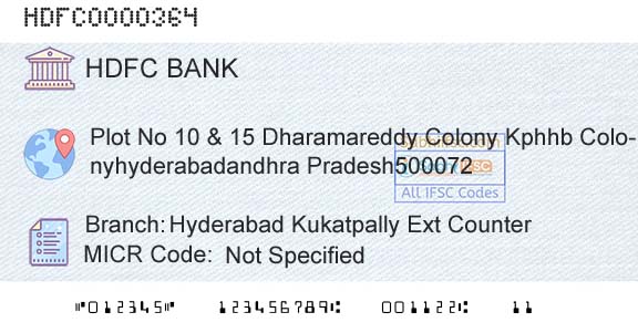 Hdfc Bank Hyderabad Kukatpally Ext CounterBranch 