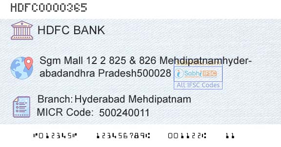 Hdfc Bank Hyderabad MehdipatnamBranch 