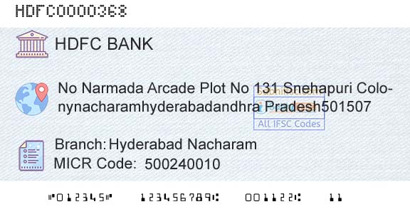 Hdfc Bank Hyderabad NacharamBranch 