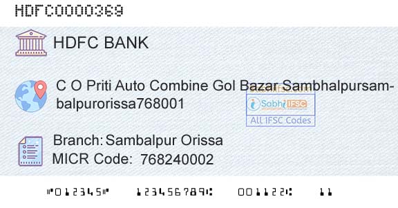 Hdfc Bank Sambalpur OrissaBranch 