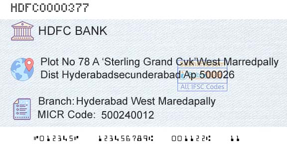 Hdfc Bank Hyderabad West MaredapallyBranch 