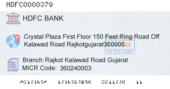 Hdfc Bank Rajkot Kalawad Road GujaratBranch 
