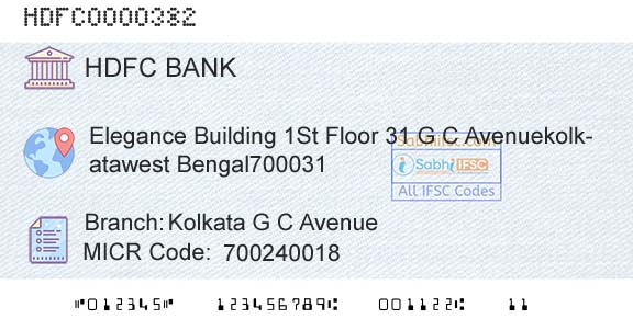 Hdfc Bank Kolkata G C AvenueBranch 