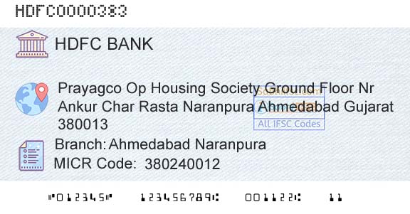 Hdfc Bank Ahmedabad NaranpuraBranch 