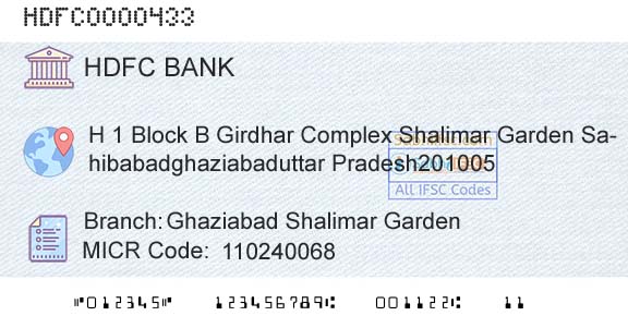 Hdfc Bank Ghaziabad Shalimar GardenBranch 