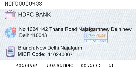 Hdfc Bank New Delhi NajafgarhBranch 