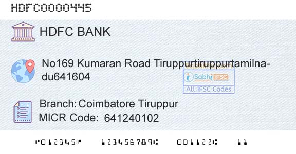 Hdfc Bank Coimbatore TiruppurBranch 