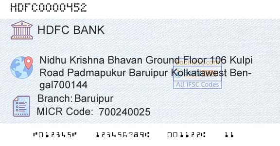 Hdfc Bank BaruipurBranch 