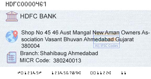 Hdfc Bank Shahibaug AhmedabadBranch 
