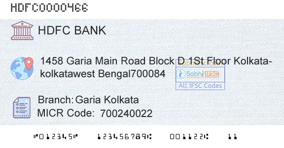 Hdfc Bank Garia KolkataBranch 