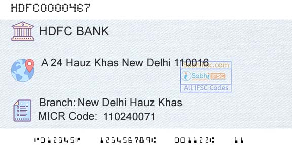 Hdfc Bank New Delhi Hauz KhasBranch 