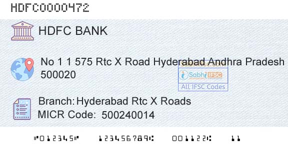 Hdfc Bank Hyderabad Rtc X RoadsBranch 
