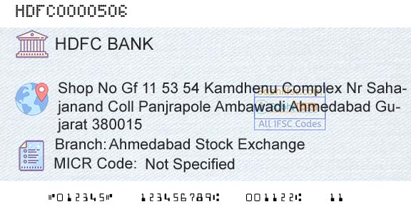 Hdfc Bank Ahmedabad Stock ExchangeBranch 
