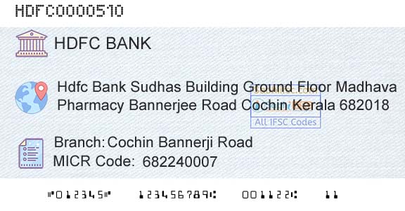 Hdfc Bank Cochin Bannerji RoadBranch 