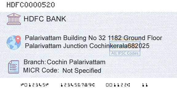 Hdfc Bank Cochin PalarivattamBranch 