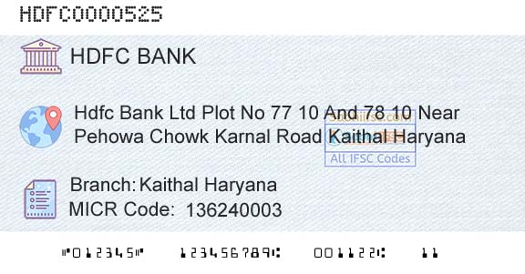 Hdfc Bank Kaithal HaryanaBranch 