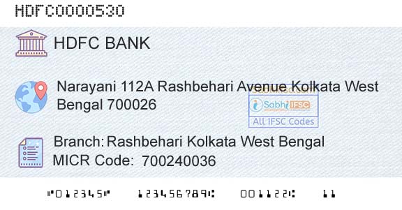 Hdfc Bank Rashbehari Kolkata West BengalBranch 