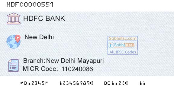Hdfc Bank New Delhi MayapuriBranch 