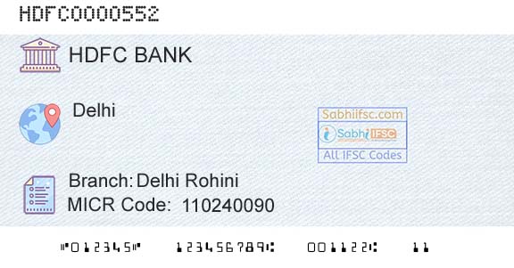 Hdfc Bank Delhi RohiniBranch 
