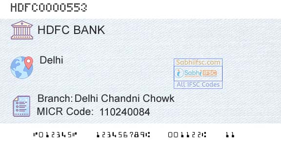Hdfc Bank Delhi Chandni ChowkBranch 