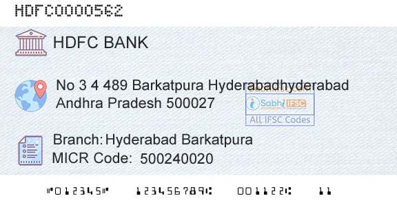 Hdfc Bank Hyderabad BarkatpuraBranch 