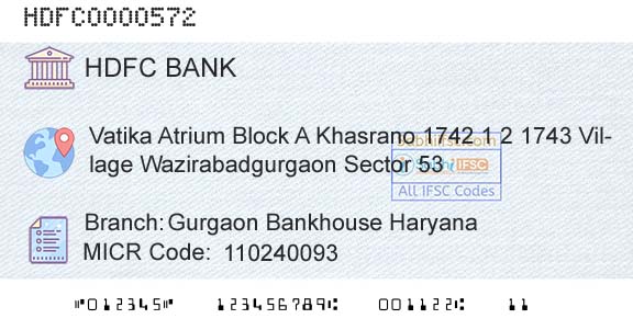 Hdfc Bank Gurgaon Bankhouse HaryanaBranch 