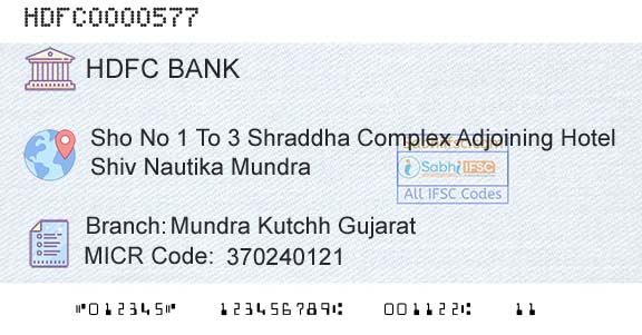 Hdfc Bank Mundra Kutchh GujaratBranch 