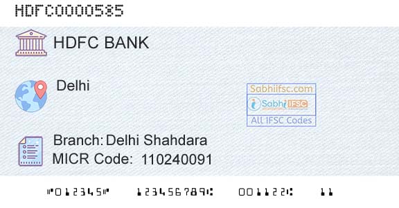 Hdfc Bank Delhi ShahdaraBranch 