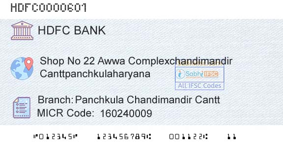 Hdfc Bank Panchkula Chandimandir CanttBranch 