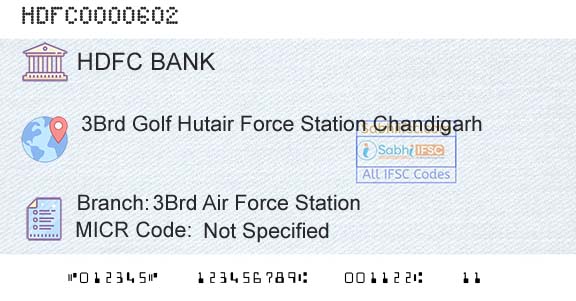 Hdfc Bank 3brd Air Force StationBranch 