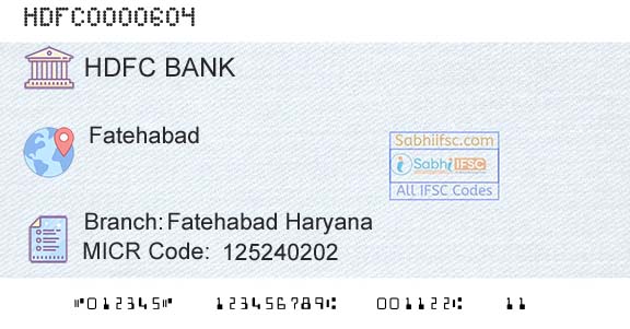 Hdfc Bank Fatehabad HaryanaBranch 