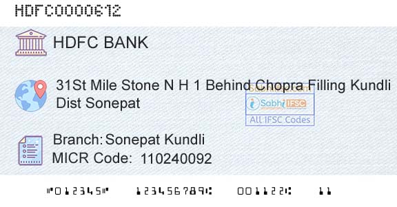 Hdfc Bank Sonepat KundliBranch 