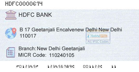Hdfc Bank New Delhi GeetanjaliBranch 