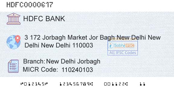 Hdfc Bank New Delhi JorbaghBranch 