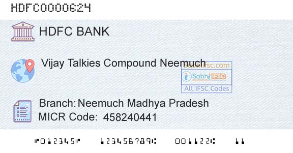 Hdfc Bank Neemuch Madhya PradeshBranch 