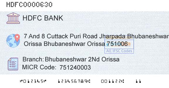 Hdfc Bank Bhubaneshwar 2nd OrissaBranch 