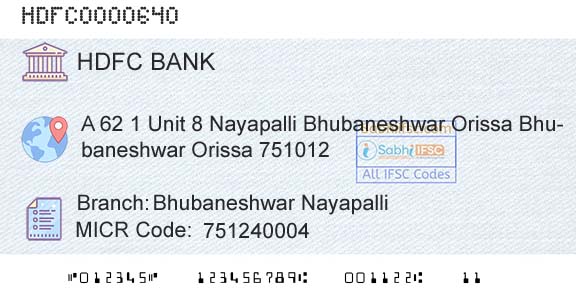 Hdfc Bank Bhubaneshwar NayapalliBranch 