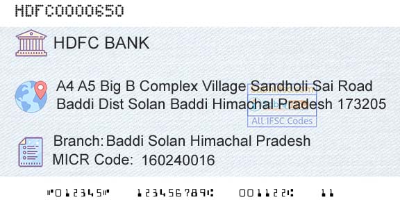 Hdfc Bank Baddi Solan Himachal PradeshBranch 