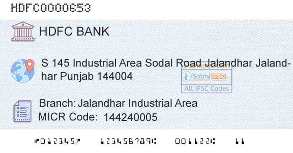 Hdfc Bank Jalandhar Industrial AreaBranch 
