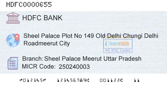 Hdfc Bank Sheel Palace Meerut Uttar PradeshBranch 