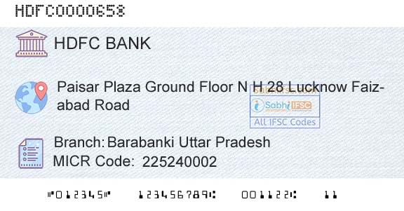 Hdfc Bank Barabanki Uttar PradeshBranch 
