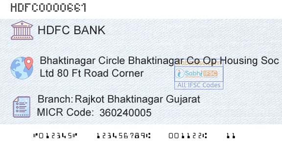 Hdfc Bank Rajkot Bhaktinagar GujaratBranch 