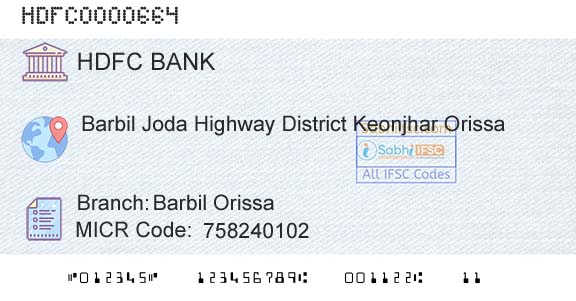 Hdfc Bank Barbil OrissaBranch 