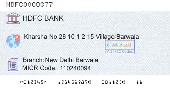 Hdfc Bank New Delhi BarwalaBranch 