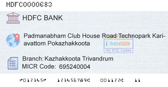 Hdfc Bank Kazhakkoota TrivandrumBranch 