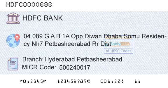 Hdfc Bank Hyderabad PetbasheerabadBranch 