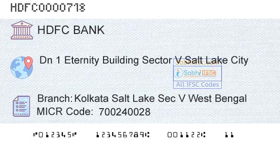 Hdfc Bank Kolkata Salt Lake Sec V West BengalBranch 