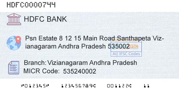 Hdfc Bank Vizianagaram Andhra PradeshBranch 