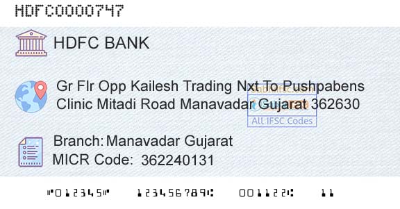 Hdfc Bank Manavadar GujaratBranch 