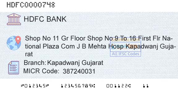 Hdfc Bank Kapadwanj GujaratBranch 